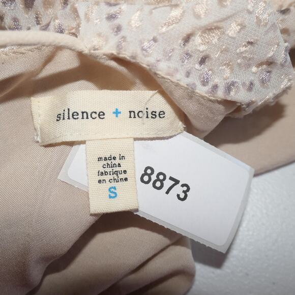 Silence Noise Anthropologie Dress Womens S Beige Metallic Animal Halter Mini - Picture 11 of 13